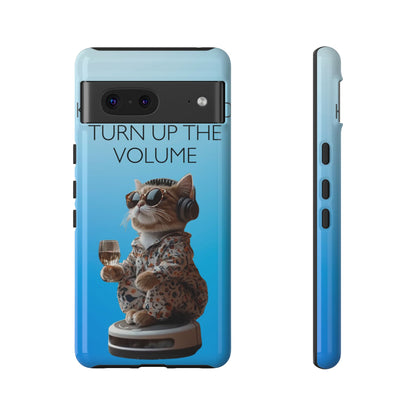 "Keep calm and turn up the volume" Mobile Phone Case (blue)