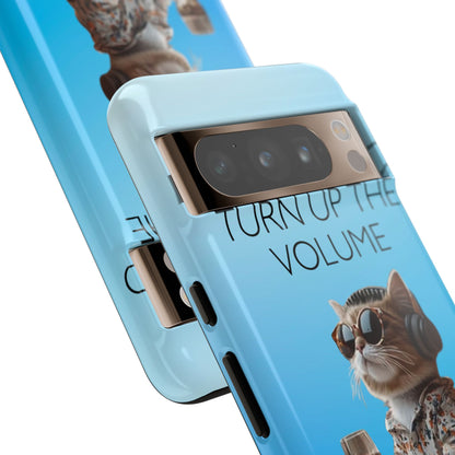 "Keep calm and turn up the volume" Mobile Phone Case (blue)