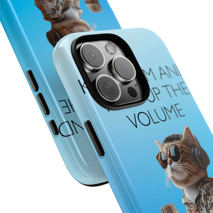 "Keep calm and turn up the volume" Mobile Phone Case (blue)