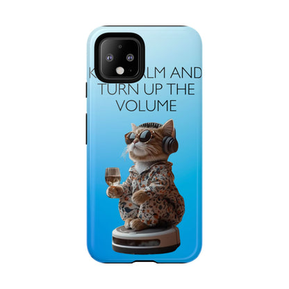 "Keep calm and turn up the volume" Mobile Phone Case (blue)