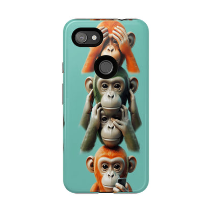 "Evolution - The Fourth Monkey" (striped background)
