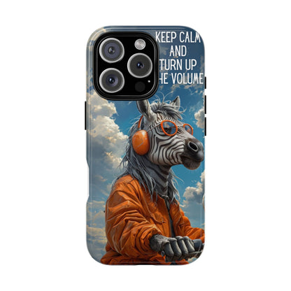 "Keep calm and turn up the volume." Mobile Phone Case