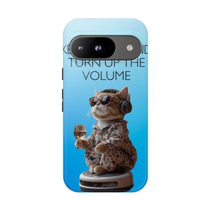 "Keep calm and turn up the volume" Mobile Phone Case (blue)