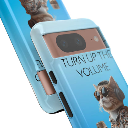 "Keep calm and turn up the volume" Mobile Phone Case (blue)
