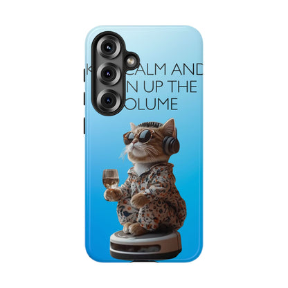 "Keep calm and turn up the volume" Mobile Phone Case (blue)