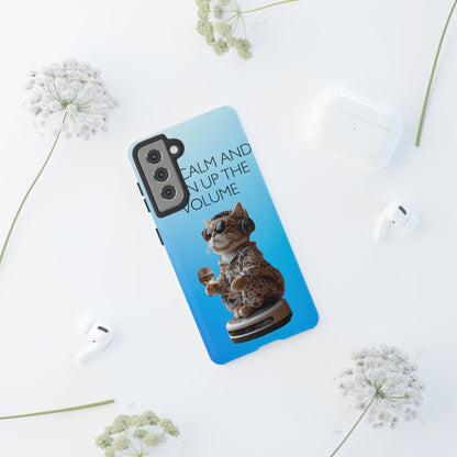 "Keep calm and turn up the volume" Mobile Phone Case (blue)