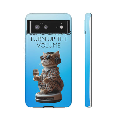 "Keep calm and turn up the volume" Mobile Phone Case (blue)