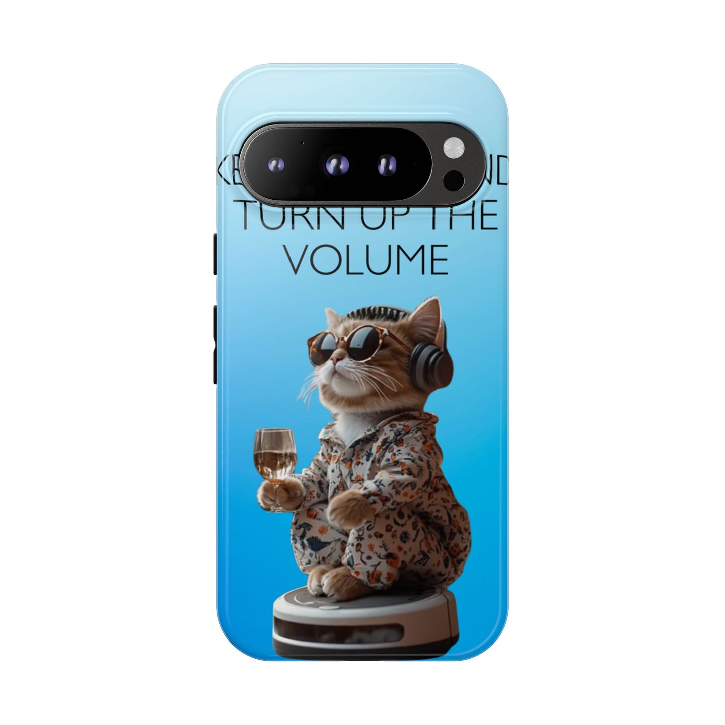 "Keep calm and turn up the volume" Mobile Phone Case (blue)
