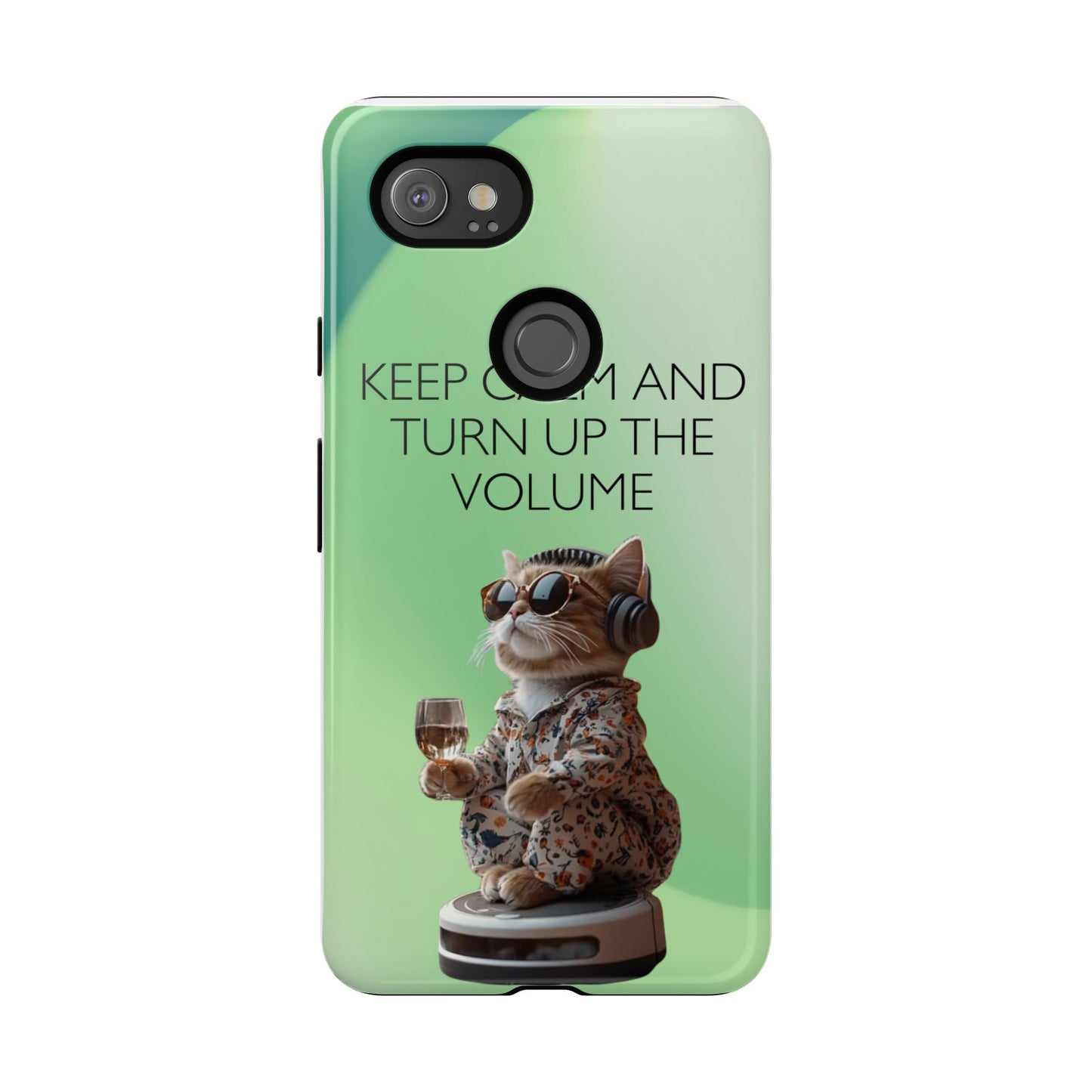 "Keep calm and turn up the volume" Mobile Phone Case (green)