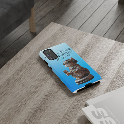 "Keep calm and turn up the volume" Mobile Phone Case (blue)