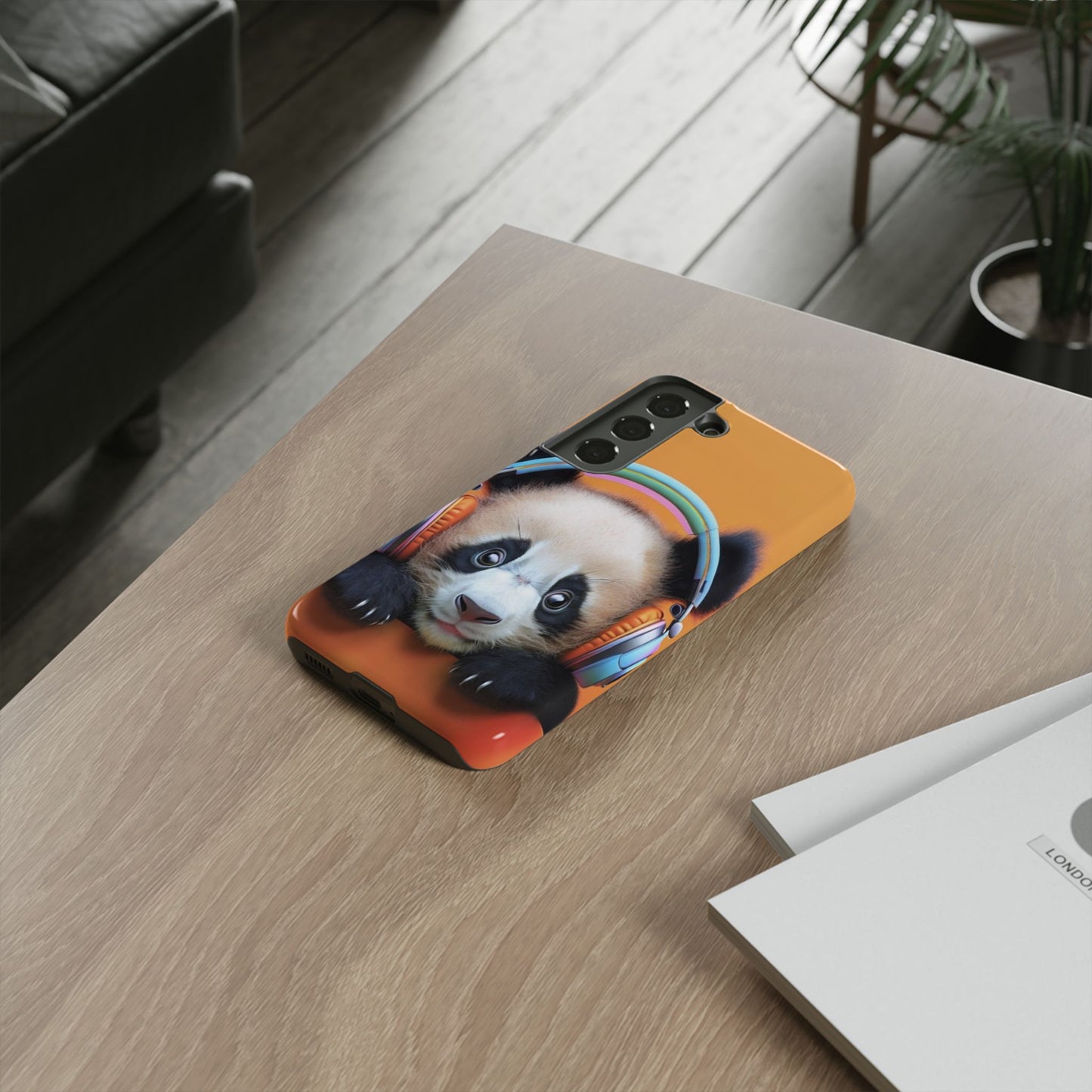 "Baby Panda wearing Headphones" Mobile Phone Case