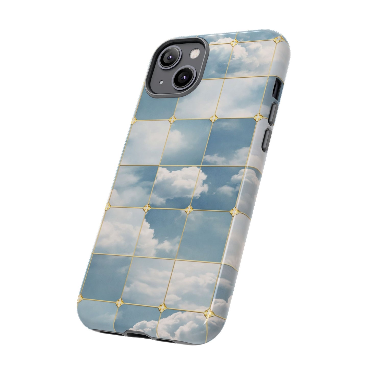 Cloud Tile Tough Phone Case — Blue Sky Grid Protective Cover