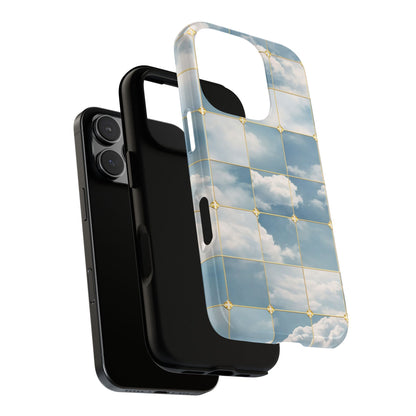 Cloud Tile Tough Phone Case — Blue Sky Grid Protective Cover