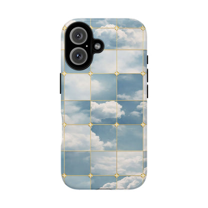 Cloud Tile Tough Phone Case — Blue Sky Grid Protective Cover