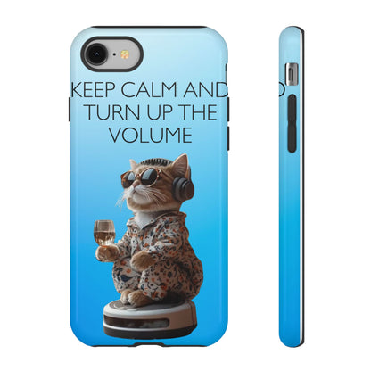 "Keep calm and turn up the volume" Mobile Phone Case (blue)