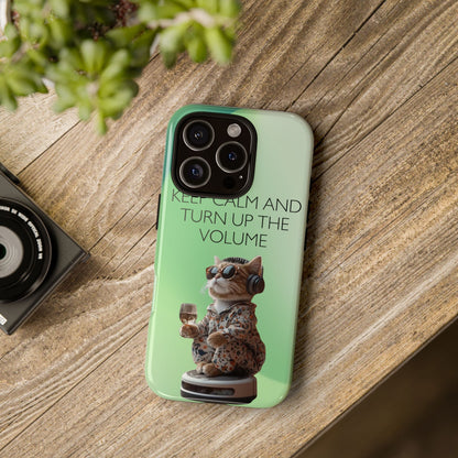 "Keep calm and turn up the volume" Mobile Phone Case (green)