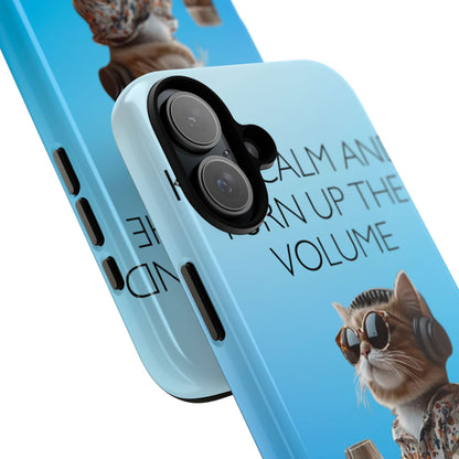 "Keep calm and turn up the volume" Mobile Phone Case (blue)