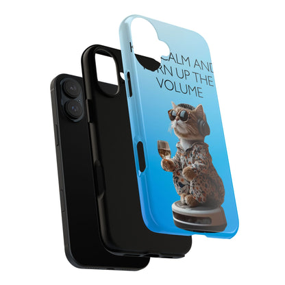 "Keep calm and turn up the volume" Mobile Phone Case (blue)