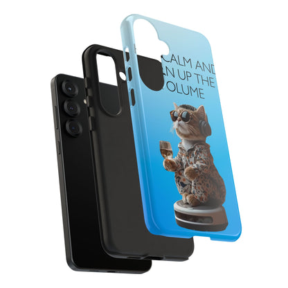 "Keep calm and turn up the volume" Mobile Phone Case (blue)
