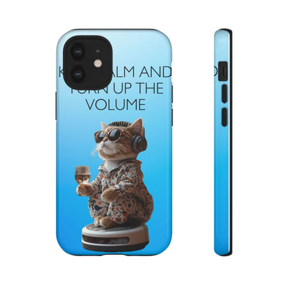 "Keep calm and turn up the volume" Mobile Phone Case (blue)