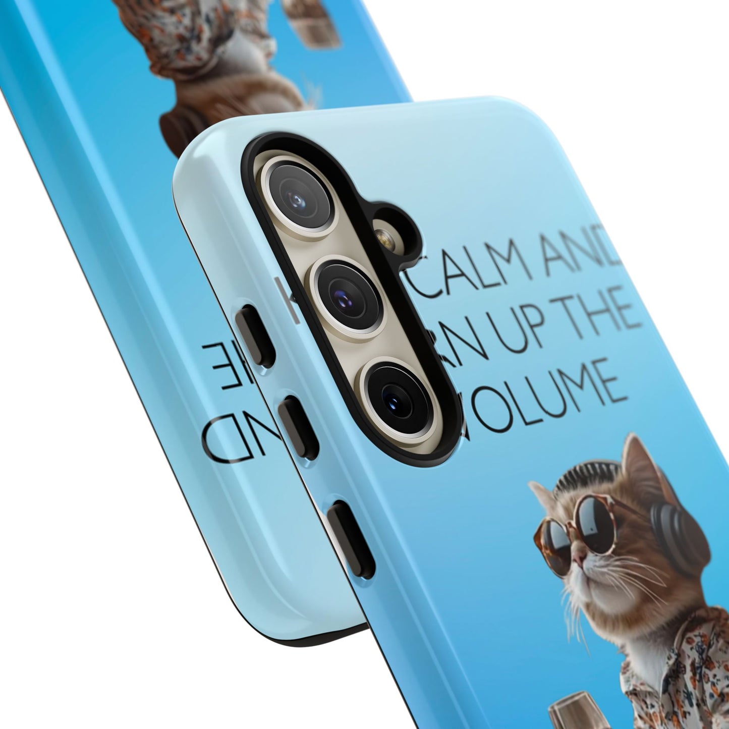 "Keep calm and turn up the volume" Mobile Phone Case (blue)