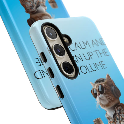 "Keep calm and turn up the volume" Mobile Phone Case (blue)