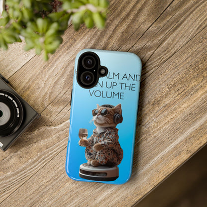 "Keep calm and turn up the volume" Mobile Phone Case (blue)