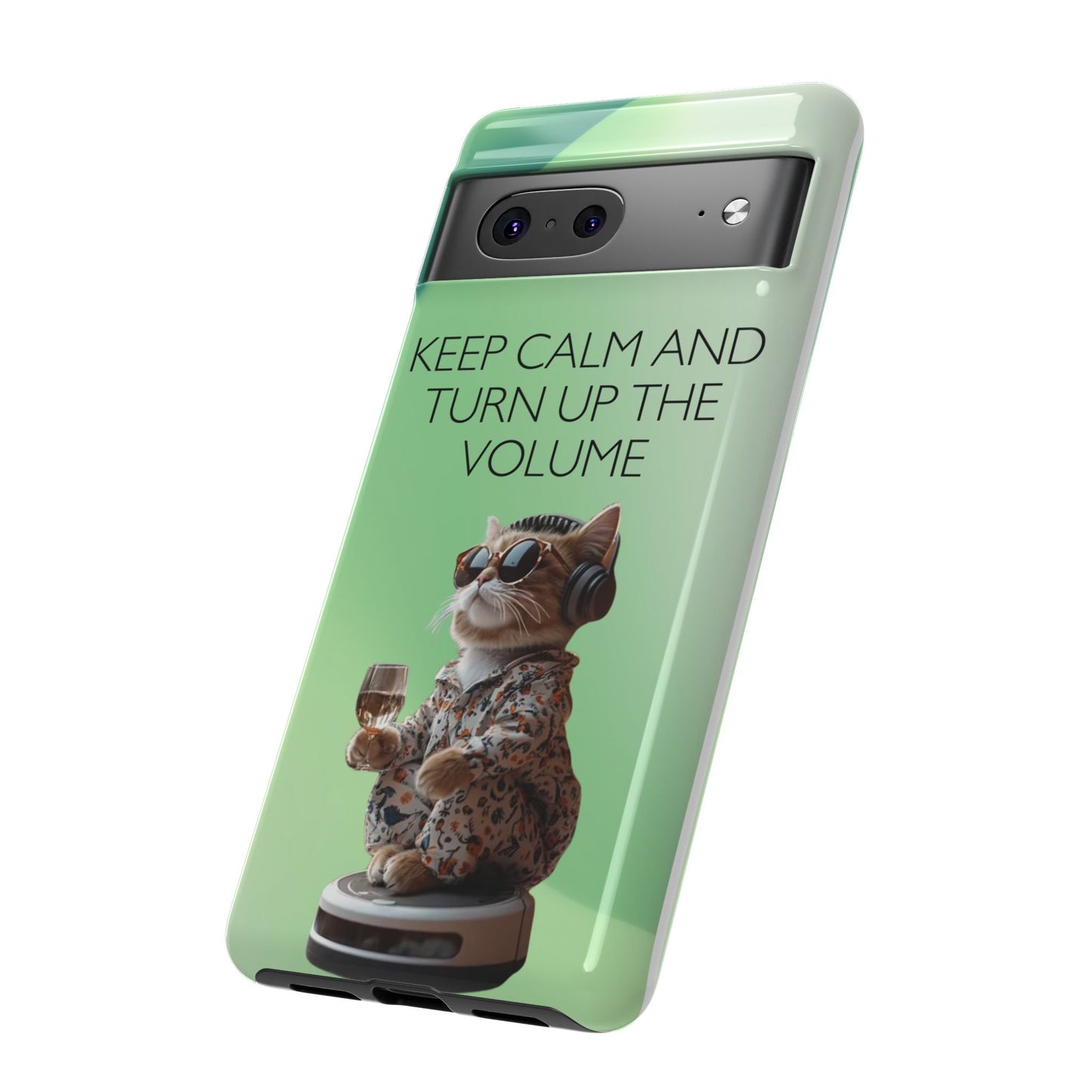 "Keep calm and turn up the volume" Mobile Phone Case (green)