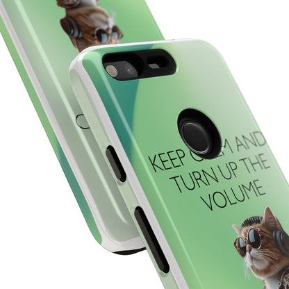 "Keep calm and turn up the volume" Mobile Phone Case (green)
