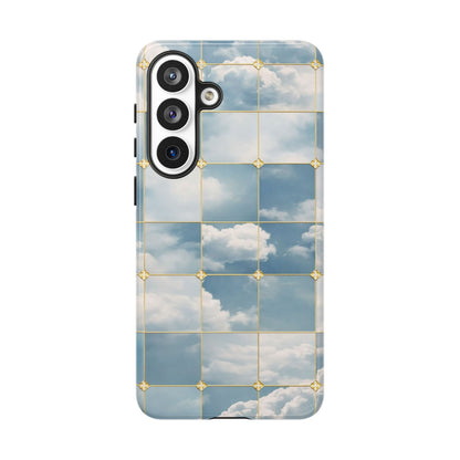 Cloud Tile Tough Phone Case — Blue Sky Grid Protective Cover