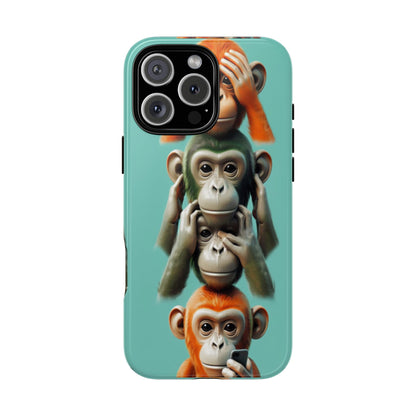 "Evolution - The Fourth Monkey" (striped background)