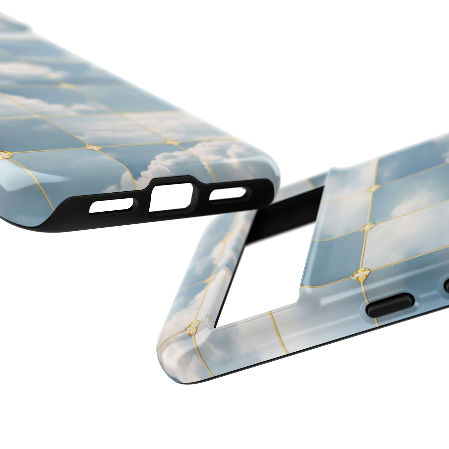Cloud Tile Tough Phone Case — Blue Sky Grid Protective Cover