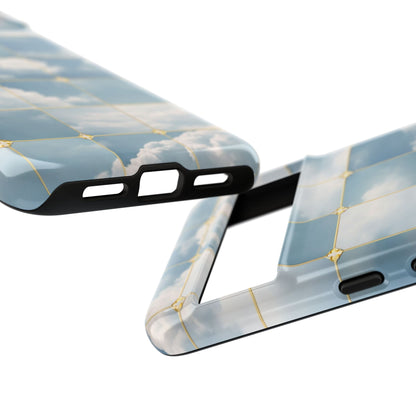 Cloud Tile Tough Phone Case — Blue Sky Grid Protective Cover