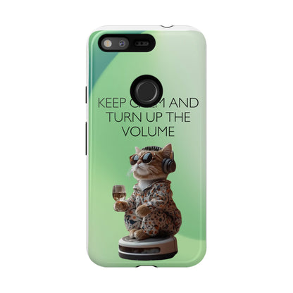 "Keep calm and turn up the volume" Mobile Phone Case (green)