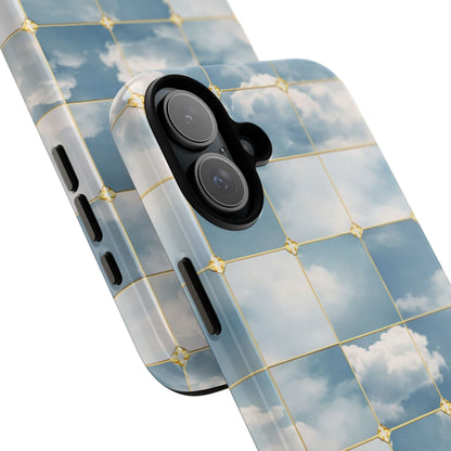 Cloud Tile Tough Phone Case — Blue Sky Grid Protective Cover