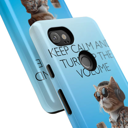 "Keep calm and turn up the volume" Mobile Phone Case (blue)