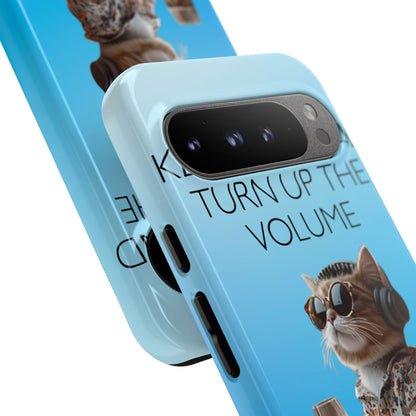 "Keep calm and turn up the volume" Mobile Phone Case (blue)
