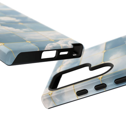 Cloud Tile Tough Phone Case — Blue Sky Grid Protective Cover