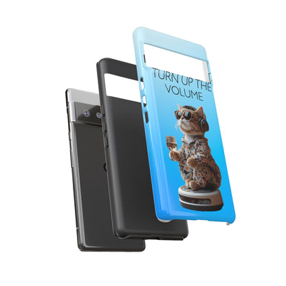 "Keep calm and turn up the volume" Mobile Phone Case (blue)