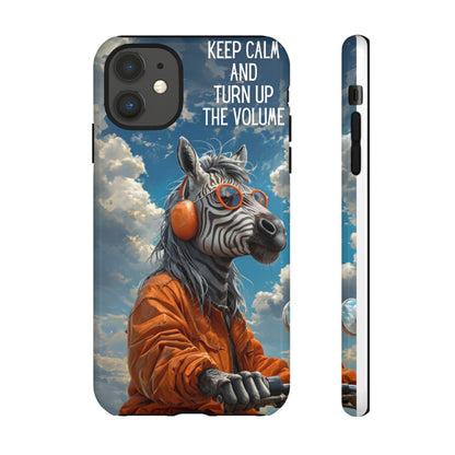"Keep calm and turn up the volume." Mobile Phone Case