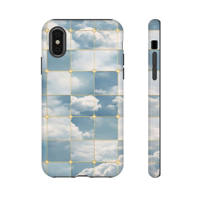 Cloud Tile Tough Phone Case — Blue Sky Grid Protective Cover