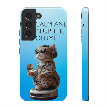 "Keep calm and turn up the volume" Mobile Phone Case (blue)