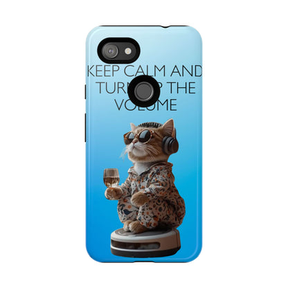 "Keep calm and turn up the volume" Mobile Phone Case (blue)