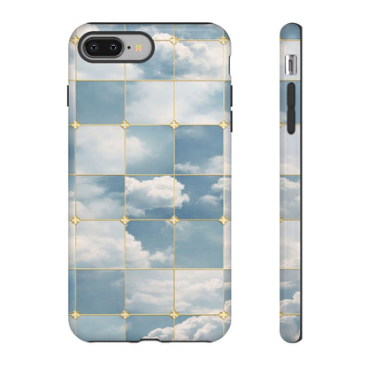 Cloud Tile Tough Phone Case — Blue Sky Grid Protective Cover