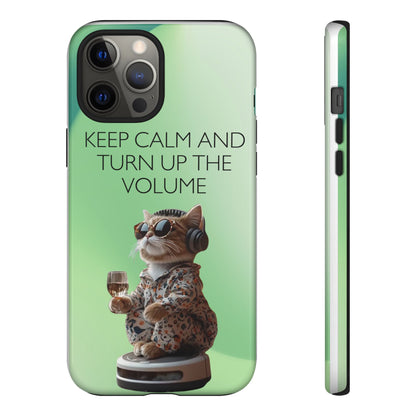 "Keep calm and turn up the volume" Mobile Phone Case (green)