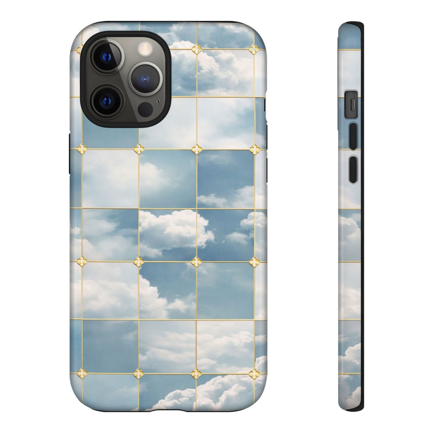 Cloud Tile Tough Phone Case — Blue Sky Grid Protective Cover