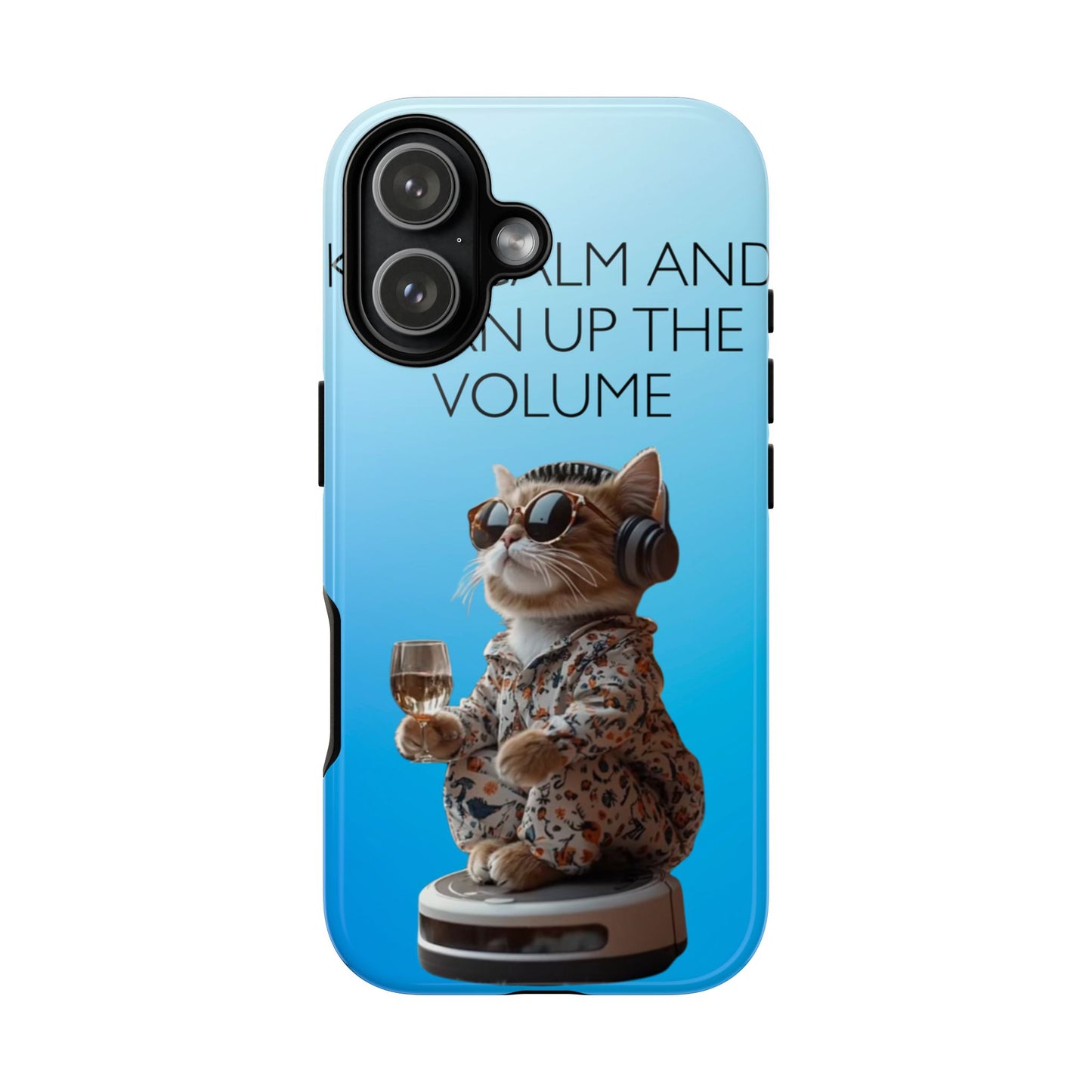 "Keep calm and turn up the volume" Mobile Phone Case (blue)