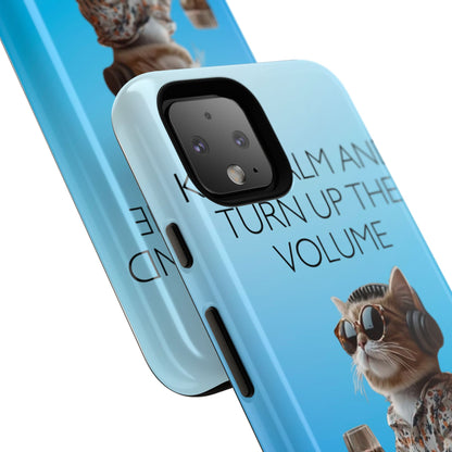 "Keep calm and turn up the volume" Mobile Phone Case (blue)