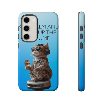 "Keep calm and turn up the volume" Mobile Phone Case (blue)