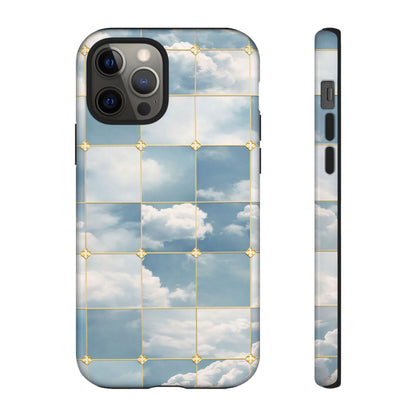 Cloud Tile Tough Phone Case — Blue Sky Grid Protective Cover